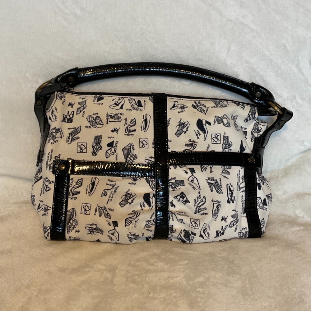 Used Donald J Pliner black & white fashion bag